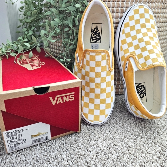 Vans Shoes - Vans Classic Checkerboard Slip-Ons Size 9 Wmns, 7.5 Mens Ochre/True